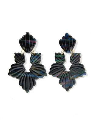Michelle Statement Earrings | Black Iridescent