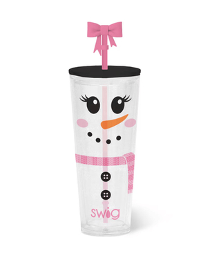 Swigs Ms Frost tumbler with a pink bow straw topper.
