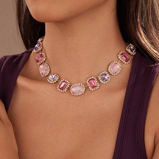Multi Color Gemstone Statement Necklace