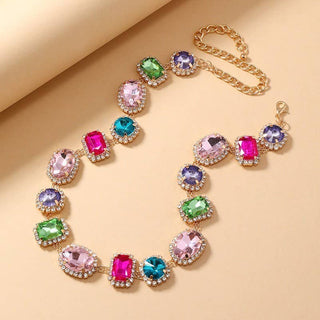 Multi Color Gemstone Statement Necklace
