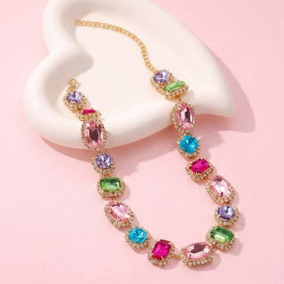 Multi Color Gemstone Statement Necklace