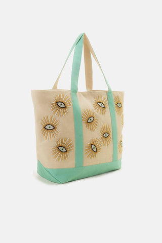 Mystic Evil Eye Canvas Boat Tote