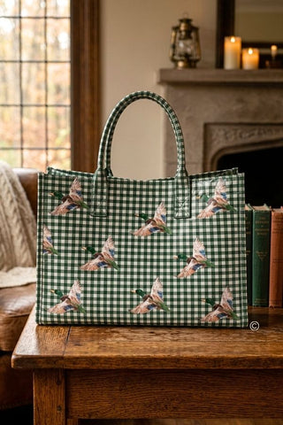 Nash Grey vinyl mallard duck tote bag.