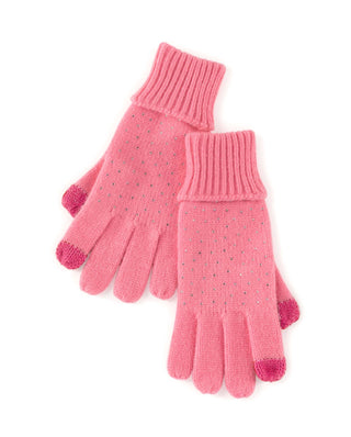 Pink touchscreen gloves with rhinestones