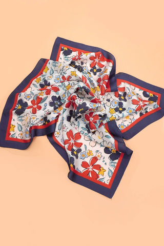 Navy Floral Print Bandana Scarf