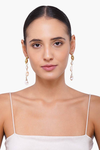 Neptune Gold Shell & Pearl Drop Earrings
