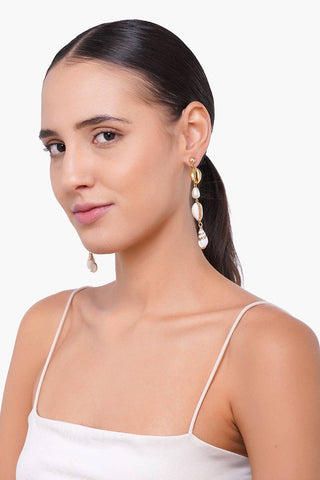 Neptune Gold Shell & Pearl Drop Earrings