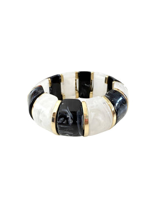 Black and white stone with gold accent bracelet