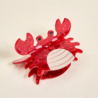 Red crab-shaped claw hair clip.