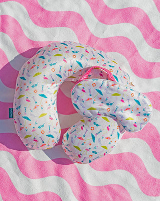 Travel pillow and eye mask set.