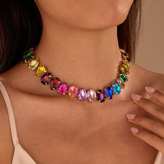 Oversized Teardrop Crystal Tennis Necklace