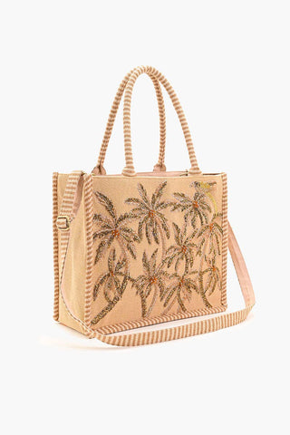 Palm Dunes Gold Embellished Handbag