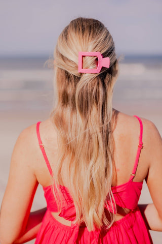 Paradise Pink Small Flat Square Hair Clip