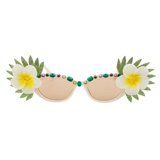 Sunglasses with floral decorations.