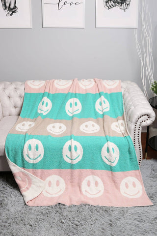 Pastel Multi Happy Face Blanket