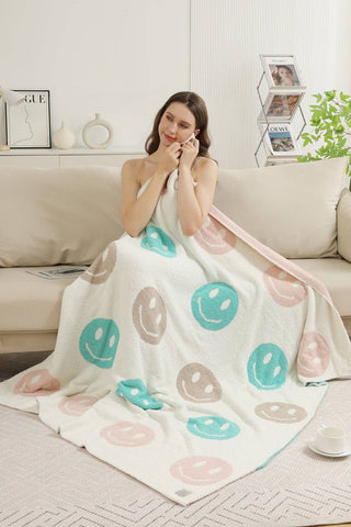 Pastel Multi Happy Face Blanket