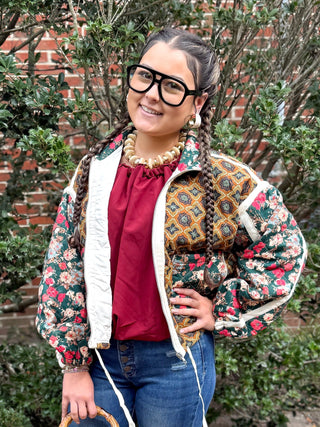 quilted patchwork bomber jacket