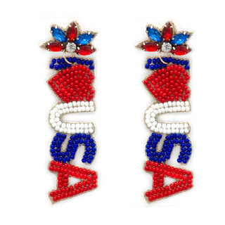 Patriotic Seed Bead Earrings