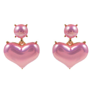 Pearl Finish Heart Earrings