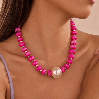 Pearl Pendant Beaded Necklaces | Fuchsia