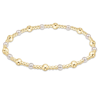 Classic Gold Sincerity Pattern 4mm Bead Bracelet - Pearl