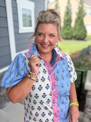 Periwinkle Floral Mosaic Blouse