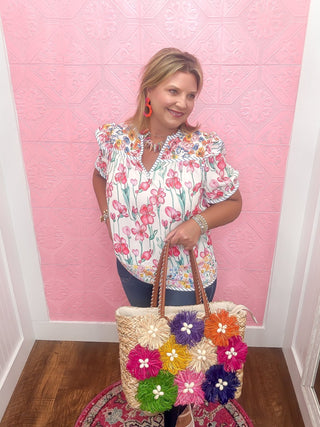 Petals & Pinstripes Blouse