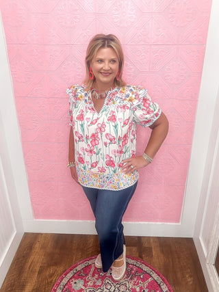 Petals & Pinstripes Blouse