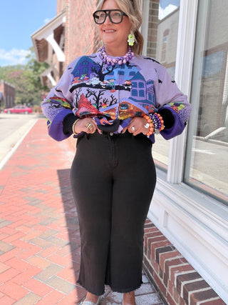 Peyton  high waisted cropped jeans with frayed hem