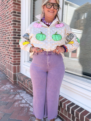The Peyton cropped jeans n Light Plum and frayed hem