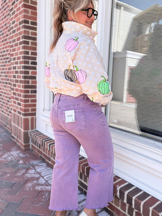 Peyton High Waist Frayed Hem Denim | Lt. Plum