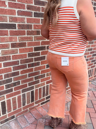 Peyton High Waist Frayed Hem Denim | Orange