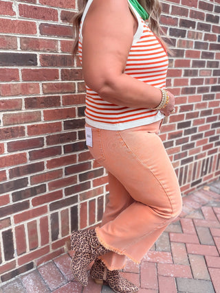 Peyton High Waist Frayed Hem Denim | Orange