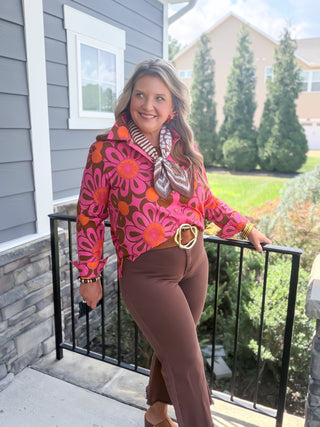 Peyton High Waist Frayed Hem Denim | Rum Brown