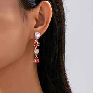 Pink and Ruby Drop Earrings