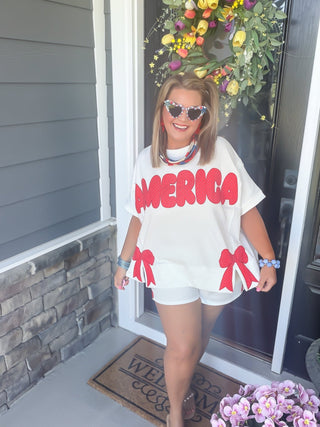 Polka Dot Americana Patch Terry Top