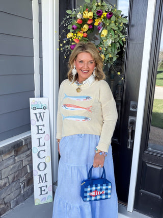 blue gingham maxi skirt