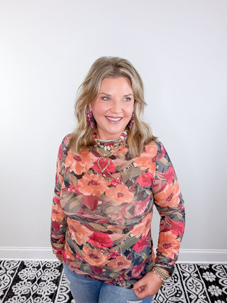floral mesh top