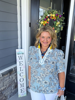 floral striped blouse