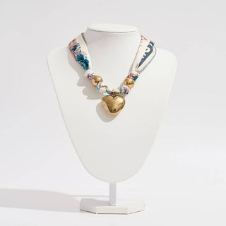 Puffy Heart Charm Scarf Necklace