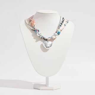 Puffy Heart Charm Scarf Necklace
