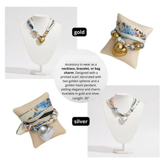 Puffy Heart Charm Scarf Necklace