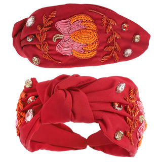 Pumpkin Jeweled Knotted Headband