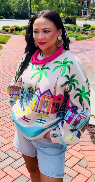 Queen Of Sparkles | Beach Scene Sweatshirt