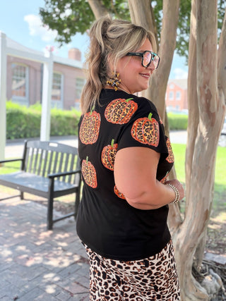 Queen Of Sparkles |  Black Leopard Pumpkin Tee