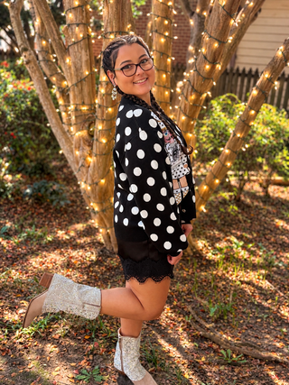 Queen Of Sparkles | Black & White Polka Dot Nutcracker Cardigan
