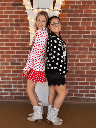 Queen Of Sparkles | Black & White Polka Dot Nutcracker Cardigan
