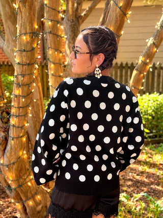 Queen Of Sparkles | Black & White Polka Dot Nutcracker Cardigan