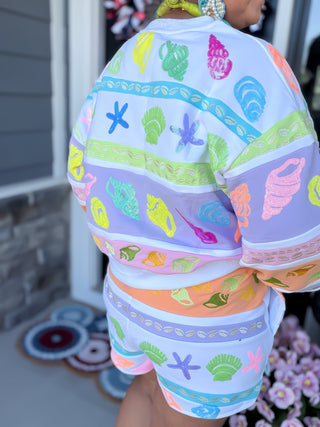 Queen Of Sparkles | Colorblock Stripe Seashell Shorts