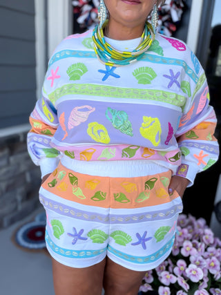 Queen Of Sparkles | Colorblock Stripe Seashell Shorts